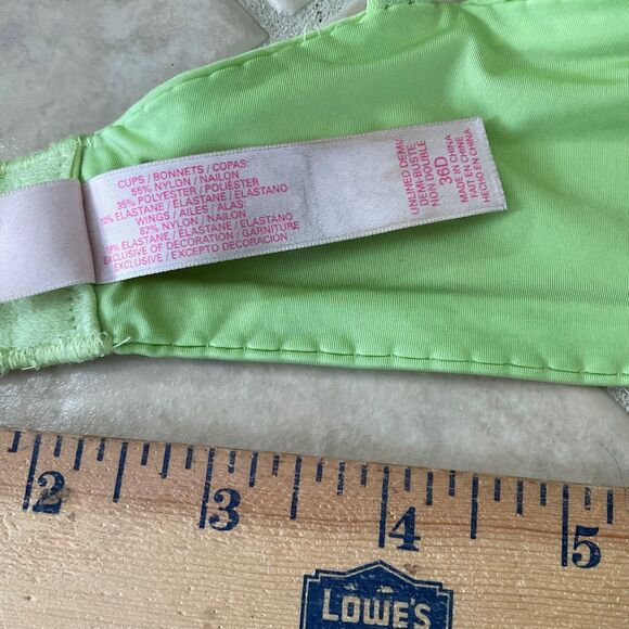 Victoria's Secret VERY SEXY Unlined Floral laced green Demi Bra. Sz 36D - Picture 6 of 9
